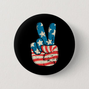 Usa-Flagge Friedenszeichen Hand 4. Juli Patriotisc Button