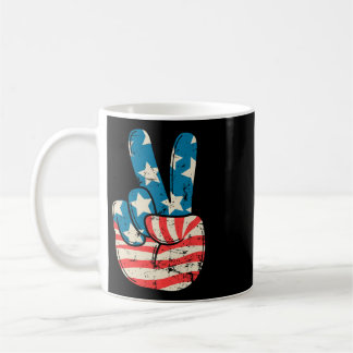 Usa-Flagge Friedenszeichen Hand 4. Juli Patriotisc Kaffeetasse