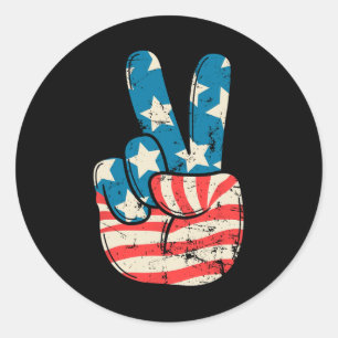 Usa-Flagge Friedenszeichen Hand 4. Juli Patriotisc Runder Aufkleber