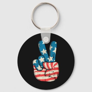 Usa-Flagge Friedenszeichen Hand 4. Juli Patriotisc Schlüsselanhänger