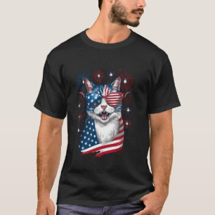 USA-Flagge für 4. Juli Vintage Amerikanische Katze T-Shirt