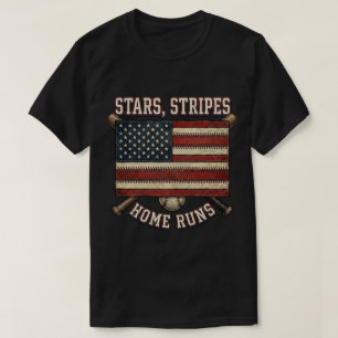 USA-Flagge Geschenk: Sterne Streifen Home Runs Bas T-Shirt