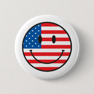 USA-Flagge Glückliches Gesicht Button