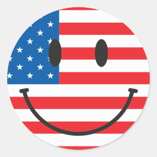 USA-Flagge glückliches Gesicht Runder Aufkleber