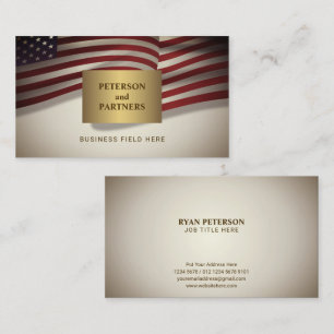USA-Flagge   Gold Rectangle   Vintager Hintergrund Visitenkarte