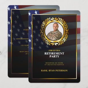 USA-Flagge   Goldener Lorbeerzweig   Luxusrente Einladung