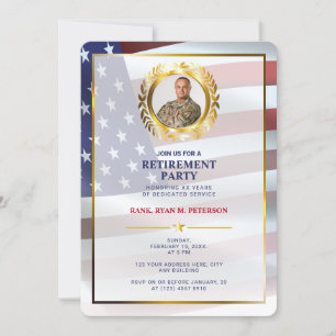 USA-Flagge   Goldener Lorbeerzweig   Luxusrente Einladung