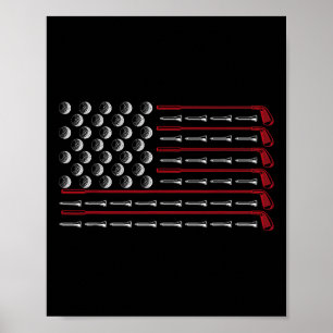 USA-Flagge Golfschläger Sportgeschenk Amerika Golf Poster