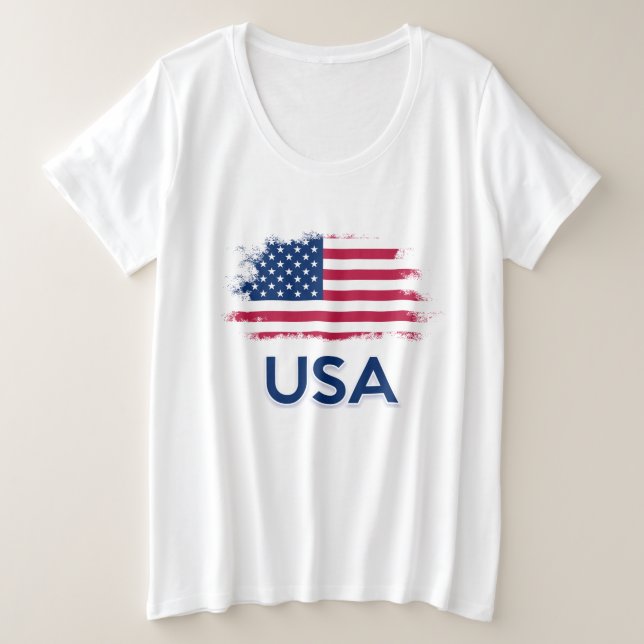 USA-Flagge Große Größe T-Shirt (Design vorne)