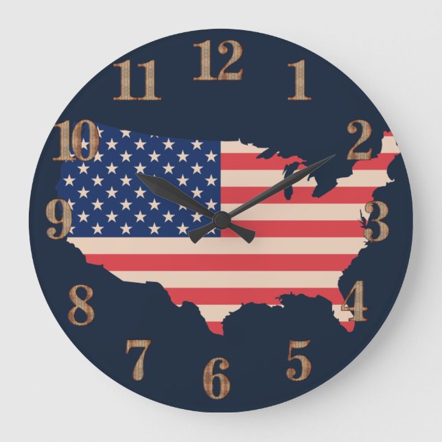 USA-Flagge Große Wanduhr (Vorderseite)