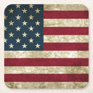 USA-Flagge Grunge Rechteckiger Pappuntersetzer