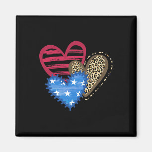 Usa-Flagge Herz 4. Juli Leopard Patriotisch Rot W Magnet