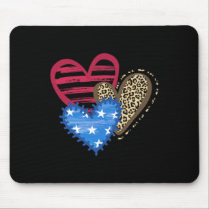 Usa-Flagge Herz 4. Juli Leopard Patriotisch Rot W Mousepad