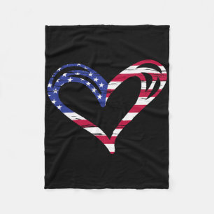 USA-Flagge Herz Amerikanisch Patriotisch Streitkrä Fleecedecke