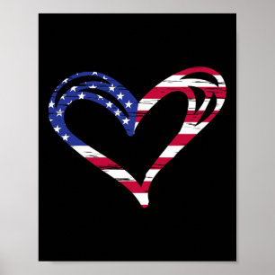 USA-Flagge Herz Amerikanisch Patriotisch Streitkrä Poster