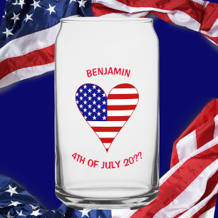 USA-Flagge Herz Funky Personalisiert Dosenglas