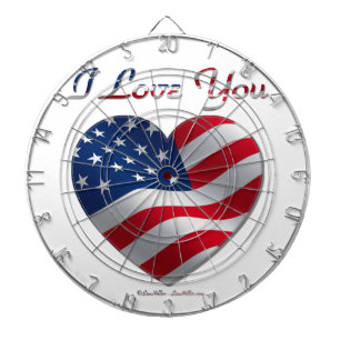 USA-Flagge Herz Ich liebe dich Dartscheibe