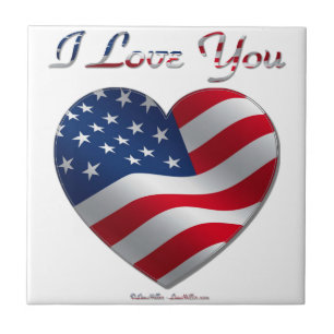 USA-Flagge Herz Ich liebe dich Fliese