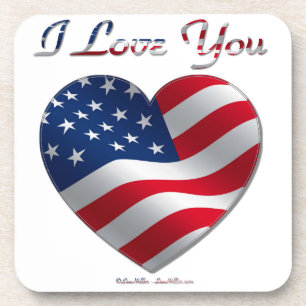 USA-Flagge Herz Ich liebe dich Getränkeuntersetzer