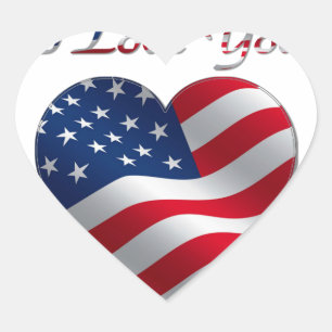USA-Flagge Herz Ich liebe dich Herz-Aufkleber
