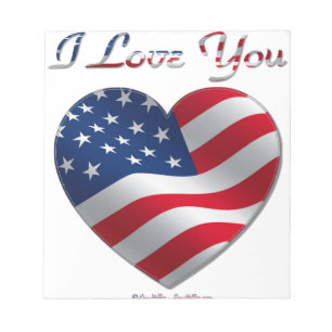 USA-Flagge Herz Ich liebe dich Notizblock