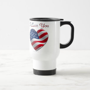 USA-Flagge Herz Ich liebe dich Reisebecher