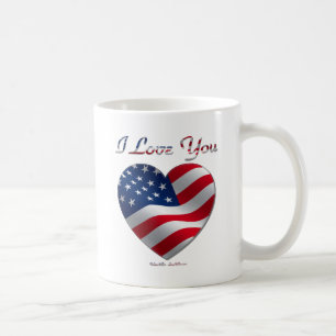 USA-Flagge Herz Ich liebe dich Tasse