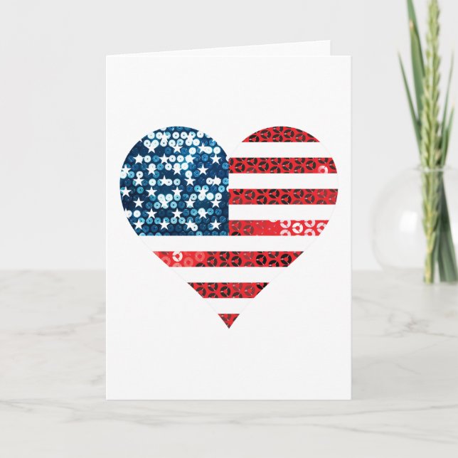 USA-Flagge Herz Karte (Vorderseite)