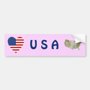 USA-Flagge Herz + Karte Aufkleber Autoaufkleber