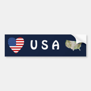 USA-Flagge Herz + Karte Aufkleber Autoaufkleber
