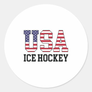 Usa-Flagge Hockey-Spieler - Amerikanischer Usa-Eis Runder Aufkleber