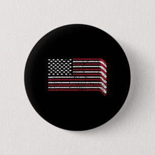 USA-Flagge Hockeyschläger Amerikanischer Stolz 4. Button