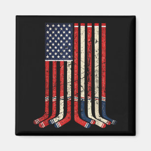 USA-Flagge Hockeyschläger patriotischer Eishockeys Magnet