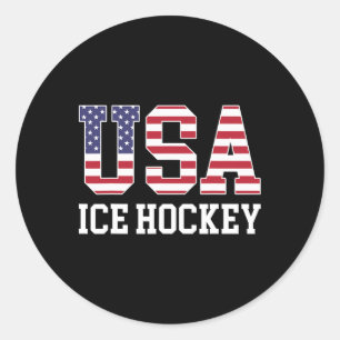 USA-Flagge Hockeyspieler - Amerikanischer USA-Eish Runder Aufkleber