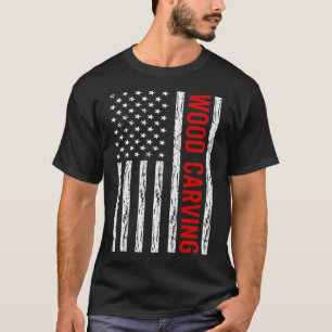 USA-Flagge Holz Schnitzerei Holzschnitzerei T-Shirt