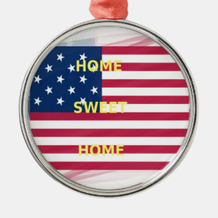 USA-Flagge "Home Sweet Home" Kunstprint Ornament Aus Metall