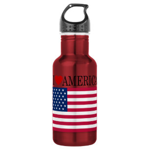 USA-Flagge I Herz Amerika Edelstahlflasche