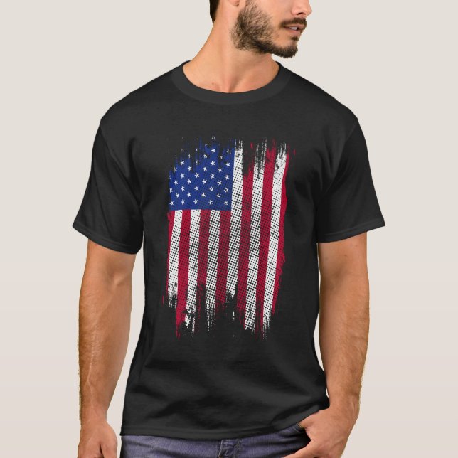 USA-Flagge im Halftone-Design mit distressed-Effek T-Shirt (Vorderseite)