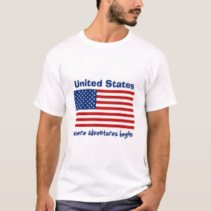 USA-Flagge + Karte + Text-T - Shirt
