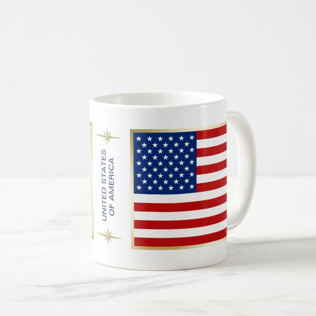 USA-Flagge + Karten-Tasse Kaffeetasse (VorderseiteRechts)