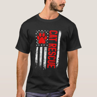 Usa-Flagge-Katze Adoption Rettung Katze Tier Rettu T-Shirt