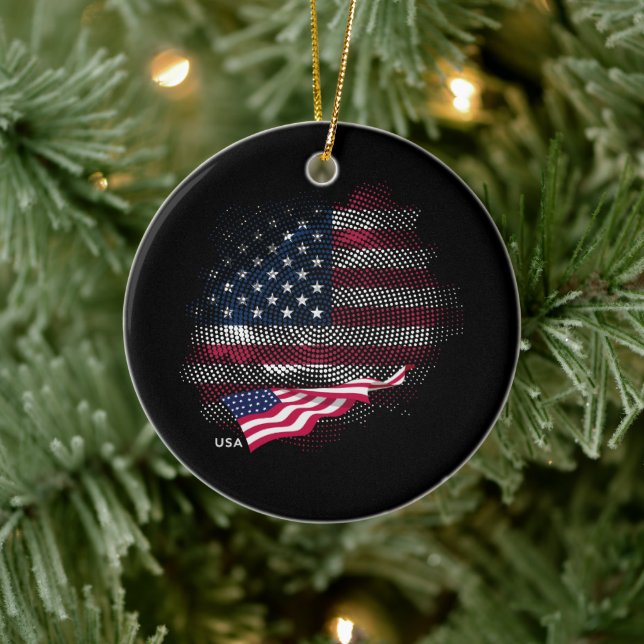 USA-Flagge Keramik Ornament (Baum)