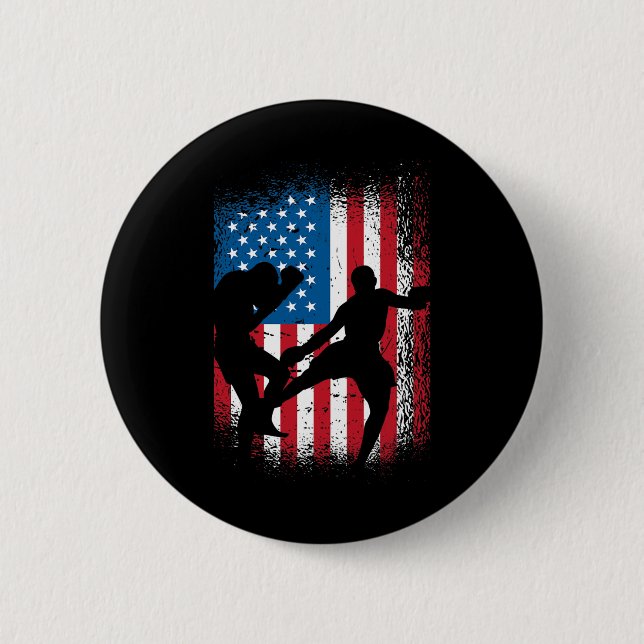 USA-Flagge Kickboxen Design für Boxfan oder Marti Button (Vorderseite)