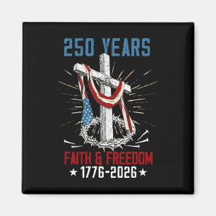 Usa-Flagge Kreuz Baum 250 Jahre Glaube Und Freihei Magnet