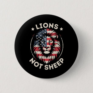 USA-FLAGGE , LÖWEN NICHT SCHAFE BUTTON