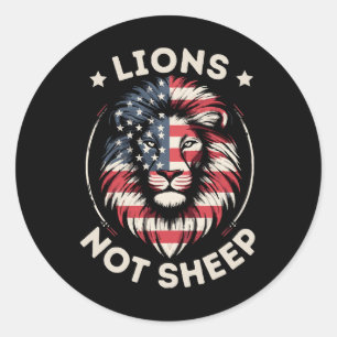 USA-FLAGGE , LÖWEN NICHT SCHAFE RUNDER AUFKLEBER
