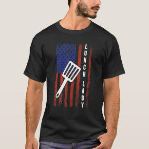 USA-Flagge Lunch Lady Zurück zur Schule Food Servi T-Shirt