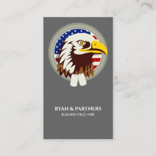 USA-Flagge mit Adler-Emblem vertikal Visitenkarte