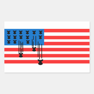 USA-Flagge mit fallenden Bomben Rechteckiger Aufkleber