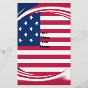 USA-Flagge mit Gott segne unsere Zuhause Text Art 